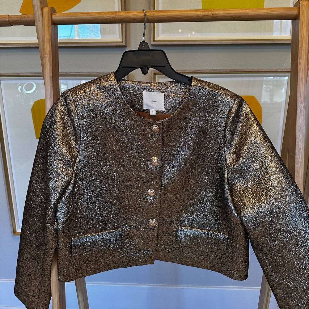 Metallic Gold Cropped Jacket sz S